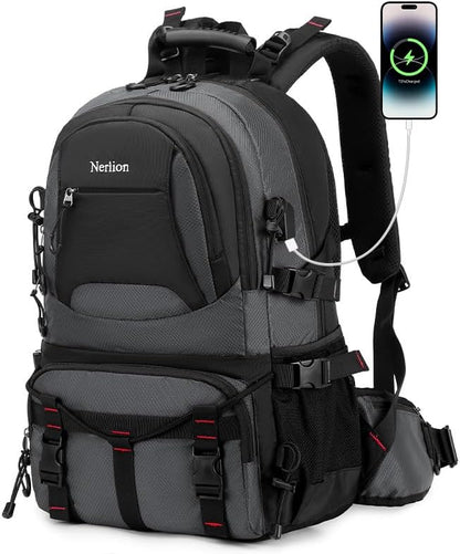 Nerlion 40L Hiking Backpack Travel Backpack for Men Women Camping Waterproof Outdoor Hiking Daypack Lightweight Backpack (Dark Gray)