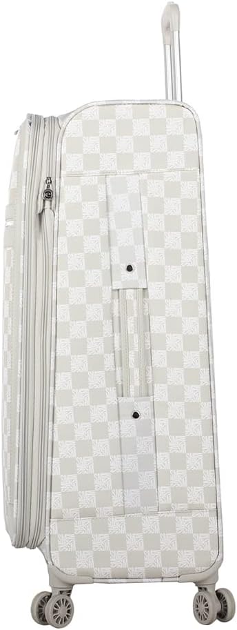 Steve Madden Designer Luggage Collection - 3 Piece Softside Expandable Lightweight Spinner Suitcase Set - Travel Set includes 20 Inch Carry on, 24 Inch & 28-Inch Checked Suitcases (Chalet Light Grey)