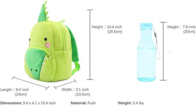 KISSOURBABY 3D Cute Cartoon Little Plush Baby Backpack Baby Toy Bag(Crocodile)