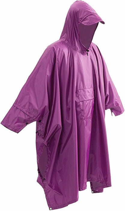 Cosmine Hooded Rain Poncho for Adult with Pocket, Waterproof Lightweight Unisex Raincoat Jacket for Hiking Camping Emergency