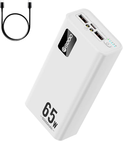 PSOOO 50000mAh Power Bank 65W, Portable Charger,External Battery Pack for Outdoor Camping, Home & Office. Emergency Back-up Power for Smartphones, Tablets and Laptop