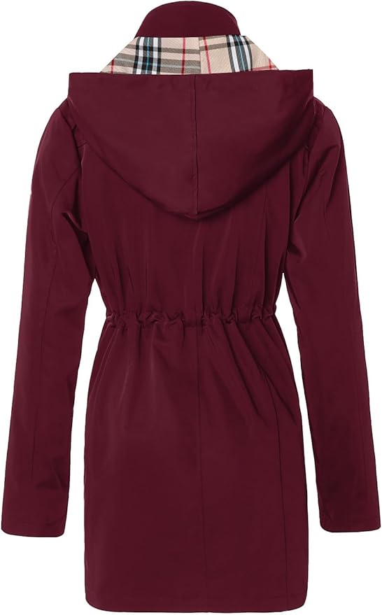 SaphiRose Women's Long Hooded Rain Jacket Outdoor Raincoat Windbreaker