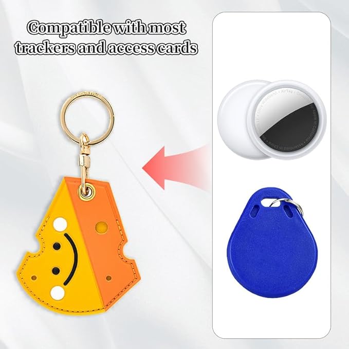 Leather Keychain Case Holder Compatible with Apple AirTag, GPS Airtag Keychain Finder Tracker with Key Ring, Anti-Scratch Protective Air Tag Cover