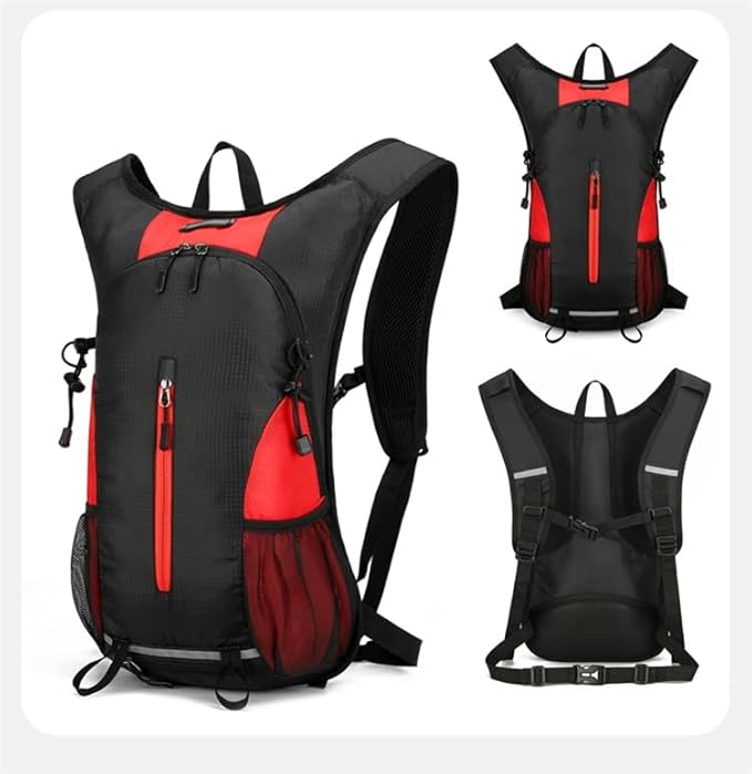 25L Ultralight Lightweight Waterproof HikingBackpack Foldable Travel Camping Hiking Outdoor Sports Backpack Daypack with reflective strips (black red)