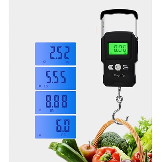 Digital Luggage Scale Handheld ABS Portable Weighing Balance with Metal Handle and Backlit LCD Display for Travel Suitcases and Fishing Black