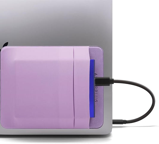 2-Pocket Adhesive Pouch for Laptop, Compatible with External 2.5" HDD, SSD, Magic Mouse, USB Cable and More - Lilac Purple