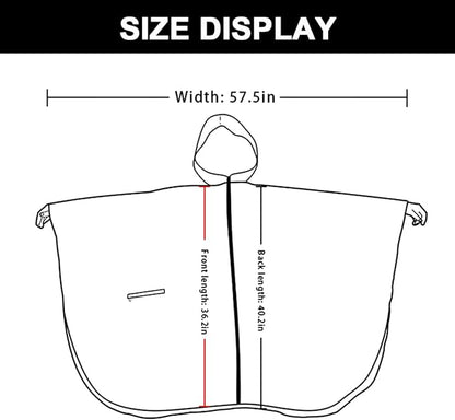 Rain Poncho Jacket Coat Hooded Zipper Style for Women/Men/Adult with Pocket
