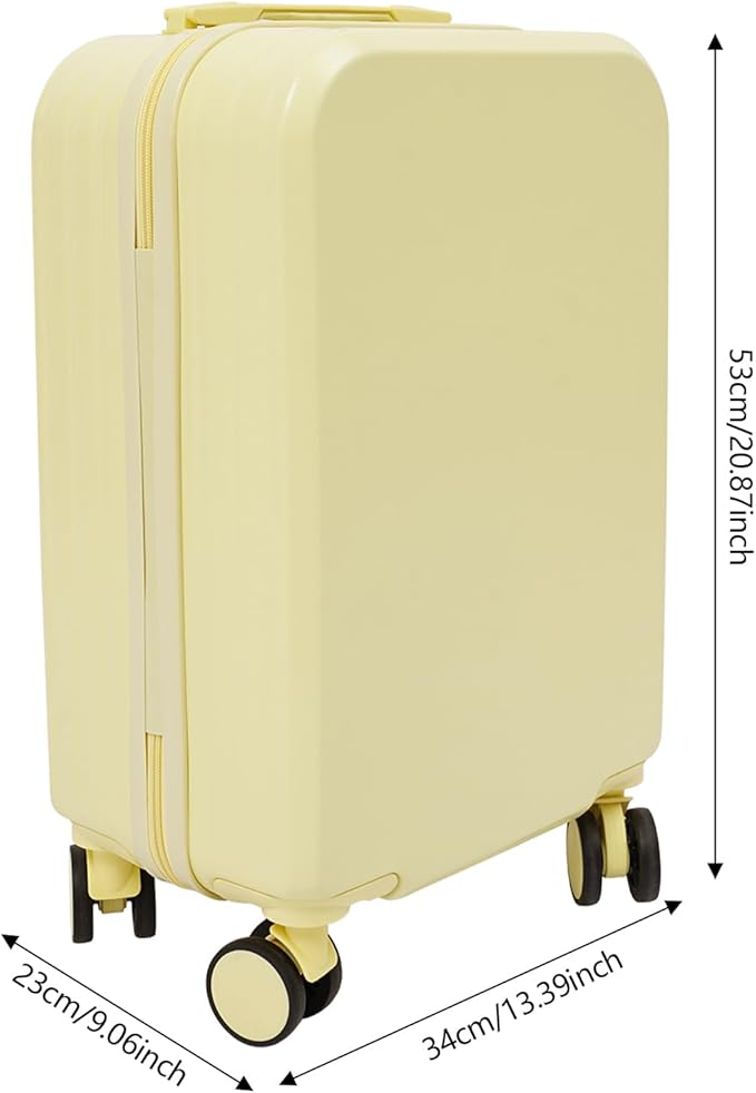 20 Inch Carry-On Luggage, Hardshell Suitcase with Wheels & USB Port,Suitcases with Wheels, 20.87x13.39x9.06 Inch Expandable Cabin Suitcase for Air Travel, etc,Light Yellow