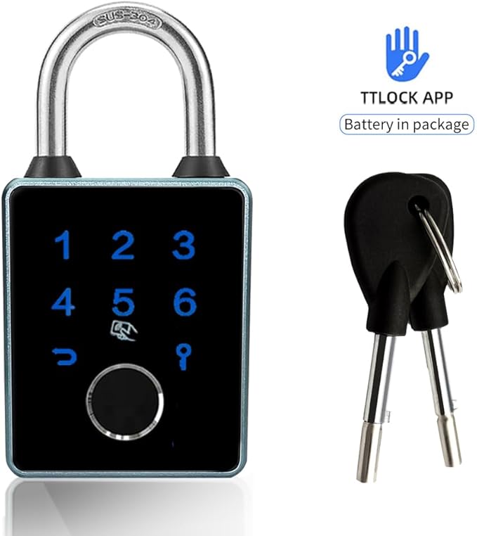 Combination Padlock,Fingerprint Bluetooth Padlock, Mobile APP, Smart Padlock, Touchscreen,Water Resistant, Suitable for Gym,Outdoor,Warehouse, Sports,Suitcase, Bike, School, Fence and Storage