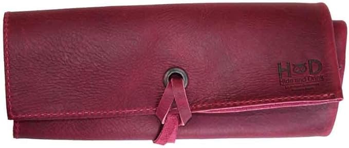 Hide & Drink, Leather Watch Roll Organizer Handmade from Full Grain Leather, Holds Up to 4 Watches, Easy Carry On Watchlover Storage (Sangria)
