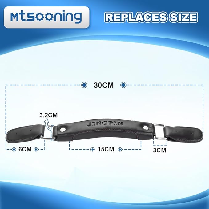 Mtsooning 2PCS Luggage Handle,150mm Leather Pull Handle Grip, Brown Suitcase Handle Carry Strap Replacement Part for Luggage Suitcase Box Black Tone