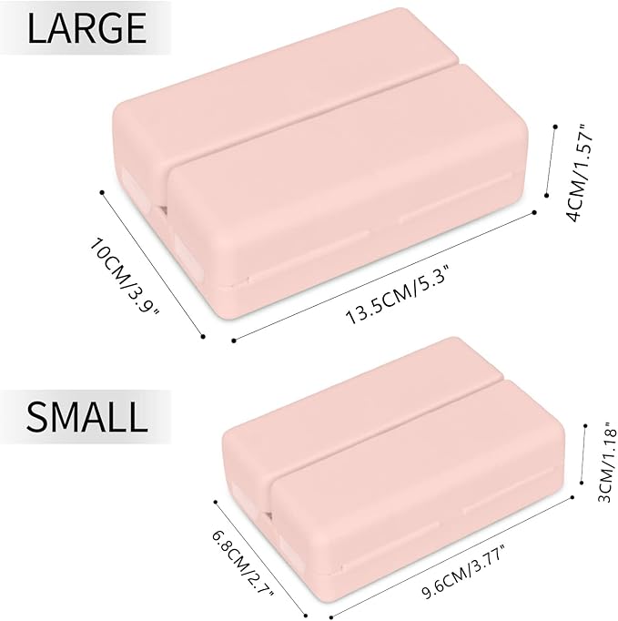 FYY 2 Pcs Daily Pill Organizer, 7 Compartments Portable Pill Case Travel Pill Organizer,[Folding Design] Pill Box for Purse Pocket to Hold Vitamins,Cod Liver Oil,Supplements and Medication-Pink