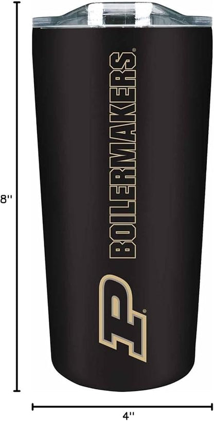 Campus Colors NCAA Stainless Steel Tumbler perfect for Gameday - 18 oz - Double Walled - Keeps Drinks Perfectly Insulated (Purdue Boilermakers - Black)