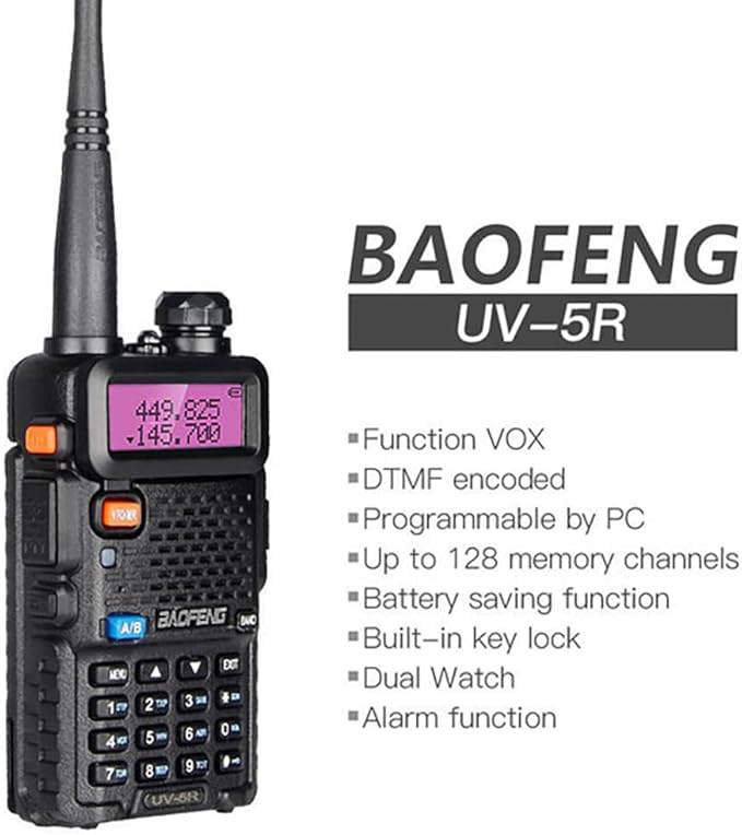 Baofeng UV-5R Ham Radio Long Range UV5R Handheld Dual Band Rechargeable Two Way Radio Walkie Talkies for Adults with Programming Cable，Acoustic Tube Earpiece for Survival Gear Hunting,2Pack