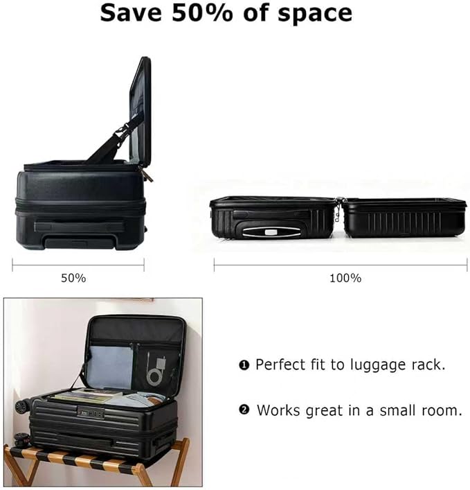 Carry On Luggage 22x14x9Inch Airline Approved with Wheels, Expandable Suitcase Top Opening Lightweight Small Travel Luggage with Cup Holder and Side Hooker, Hard Shell Carry On Suitcases for Weekender