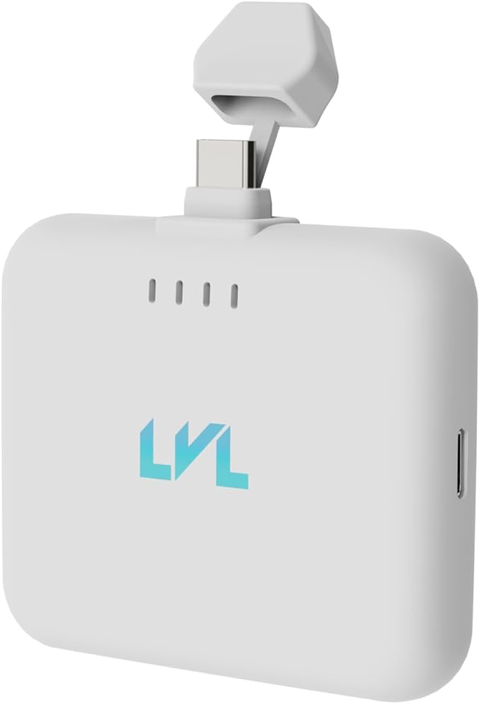 Spark Portable Charger for iPhone 17/16/15 USB C 2500mAh Power Bank with LED Indicators 2.4A Fast Charging Mini Portable Charger with Pass Through Technology LVL 25 (White)
