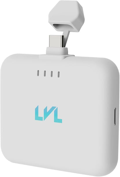 Spark Portable Charger for iPhone 17/16/15 USB C 2500mAh Power Bank with LED Indicators 2.4A Fast Charging Mini Portable Charger with Pass Through Technology LVL 25 (White)
