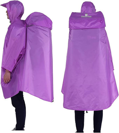 Adventure World Globotrekker Backpack Poncho Lightweight Waterproof Rain Poncho for Hiking, Camping, Travel & Outdoor Use