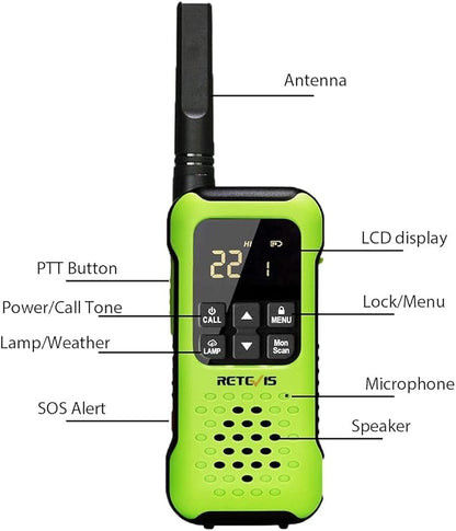 Retevis RT49P Waterproof Walkie Talkies, IP67 Portable FRS Two-Way Radios, Waterproof Floating Walkie Talkies for Adults, NOAA, Flashlight SOS, for Kayaking, Fishing, Hunting 4 Pcs