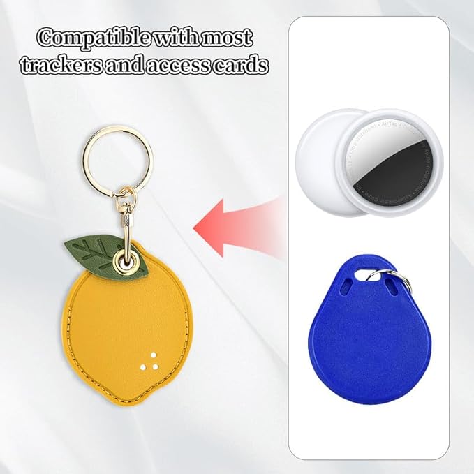 Leather Keychain Case Holder Compatible with Apple AirTag, GPS Airtag Keychain Finder Tracker with Key Ring, Anti-Scratch Protective Air Tag Cover