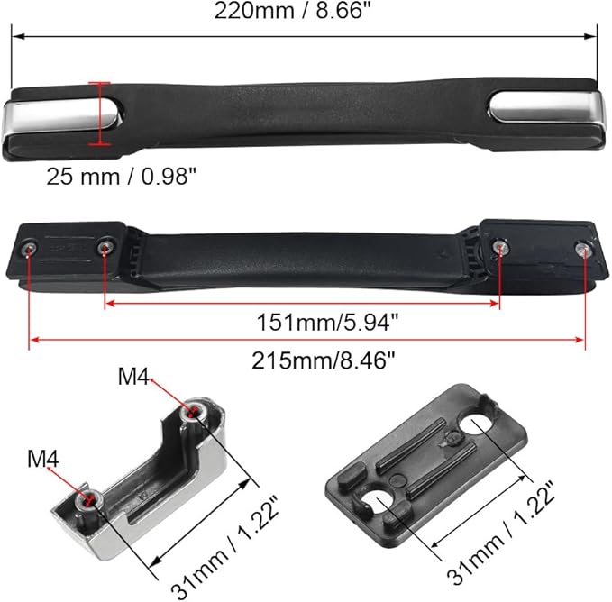 uxcell Luggage Handle, 220mm Long Strap Grip Replacement for Suitcase Case Black