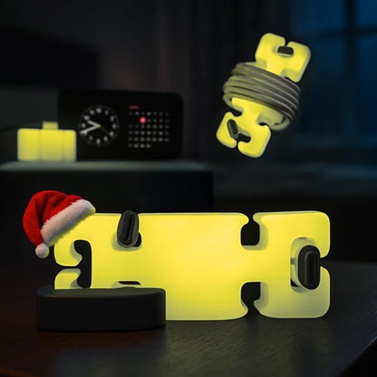 GlowBrick Stocking Stuffers for Adults Cord Management Weighted Cord Holder Cable Wrap Phone Stand - Glow-in-The-Dark Gadget Organizer for Nightstand. Gift for Men, Silicone. Glowing Orange