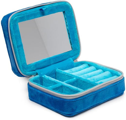 Living Royal Jewelry Travel Case – Portable Box with Mirror and Zipper for Rings, Necklaces, Earrings, Bracelets (Sardine)