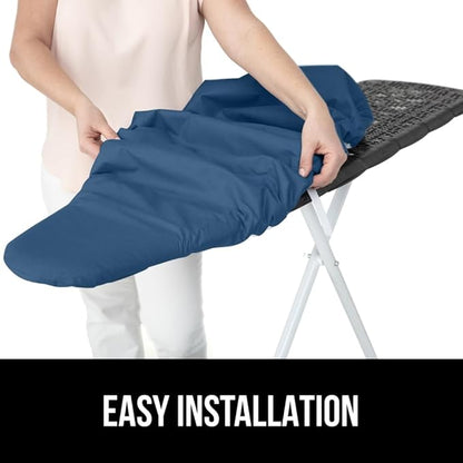 GORILLA GRIP The Original Ironing Board Cover and Pad, Silicone Coating, Thick Scorch Resistant Padding, Heavy Duty Iron Covers Standard Boards, Hook and Loop Fastener Strap, Navy, 15x54