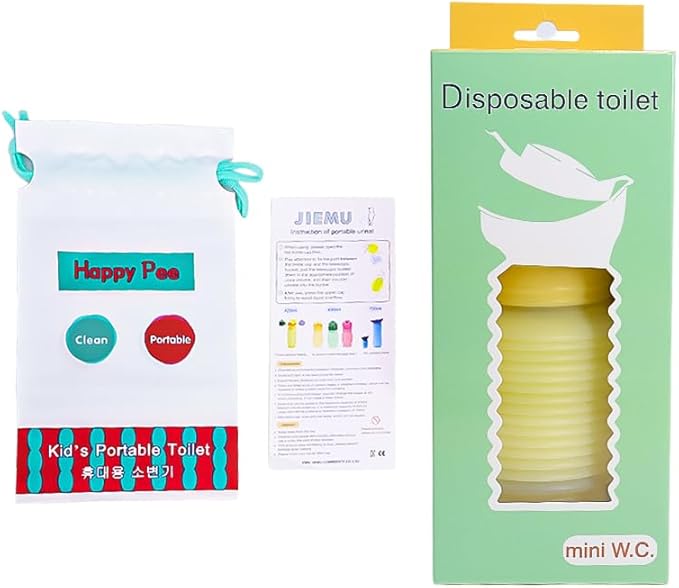 Pee Bottles for Kids Boys Men Women, Adjustable Emergency Urinal 750ml, Portable Leakproof Pocket Toilet for Car, Travel Urinals, Collapsible Urinals Mini Mobile Toilet Potty,1 PCS(Yellow)