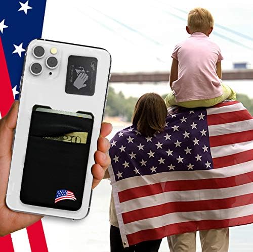 Gecko Travel Tech Double Pocket - Adhesive Card Holder - Cell Phone Pouch - Stick on Spandex Pocket - Carry Credit Cards and Cash (USA BRUSH)