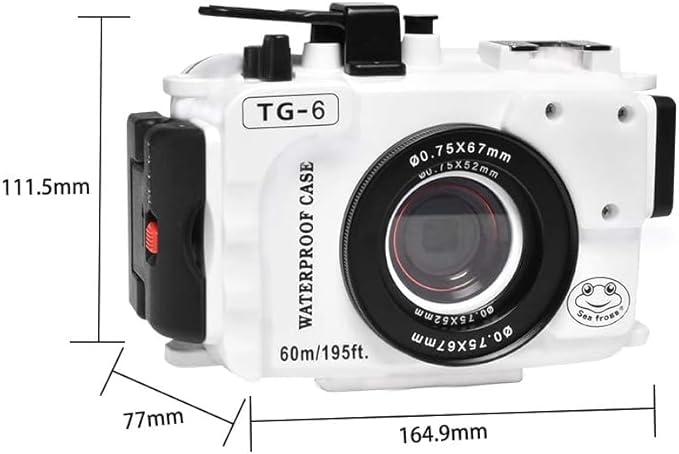 Sea frogs Camera Housing Compatible with Olympus TG6,Waterproof IPX8 Rated, 60m/197ft Depth Protection Underwater Camera Case, White