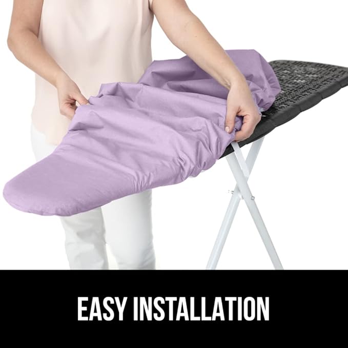GORILLA GRIP The Original Ironing Board Cover and Pad, Silicone Coating, Thick Scorch Resistant Padding, Heavy Duty Iron Covers Standard Boards, Hook and Loop Fastener Strap, Light Purple, 15x54