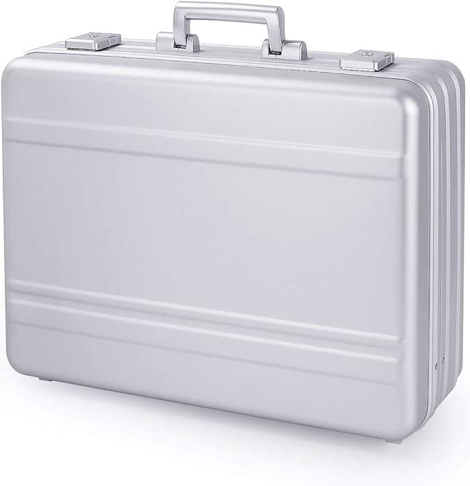 Briefcase, Aluminum Case with TSA Lock and Foam for 18 Inch Laptop, Camera, Cash (21.7X15.7X7.9 Inch, Silver)