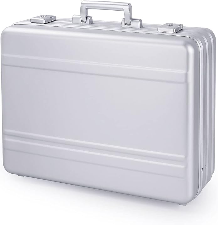 Metal Briefcase for Men, Locking Aluminum Case for Valuables, Gun Display Box, Cash Case, with Removable Foam