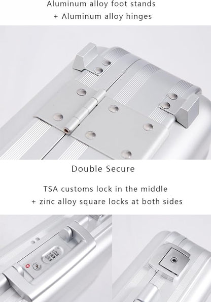 Large Aluminium Briefcase 18.1X13.8X6.1 Inch Combination TSA Lock Metal Attache Toolbox Cash Case 15.6 Inch Notebook Brief Case Toolkit with Foam Silver