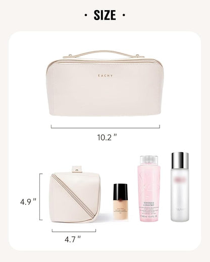 EACHY Travel Makeup Bag,Large Capacity Cosmetic Bags for Women,Waterproof Portable Pouch Open Flat Toiletry Bag Pattern Makeup Bag