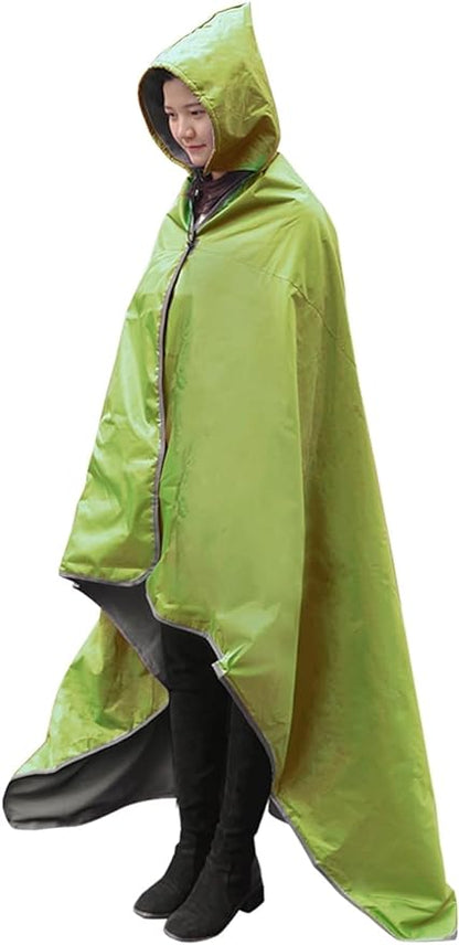 DUKUSEEK Waterproof Blanket Outdoor, Hooded Blanket Poncho - Large (79x56), Portable, Windproof Fleece Blankets for Cold Weather Camping, Picnic, Sports, Boat, Dogs, Festivals, Car, Emergency…