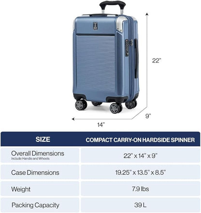 Travelpro Platinum Elite Hardside Expandable Carry on Luggage, 8 Wheel Spinner, TSA Lock, Hard Shell Polycarbonate Suitcase, True Navy Blue, Compact Carry on 20-Inch