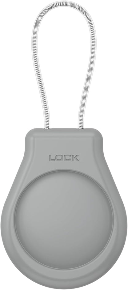 AirTag Holder with Wire Cable Compatible with Apple AirTags, Ultra Durable Anti-Lost Protective Lock Case for Luggage, Key, Backpack (Grey)