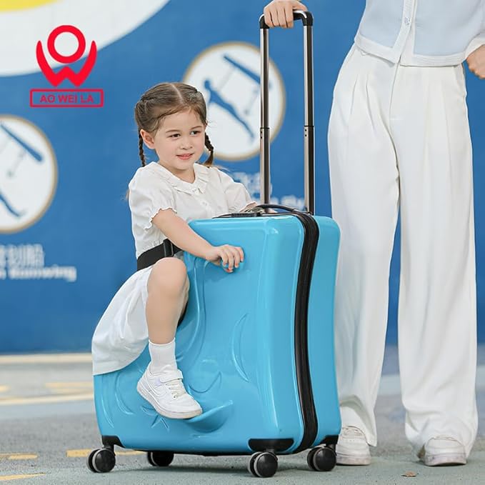 N-A Kids Ride On Suitcase with Wheels, Scooter Luggage for Toddlers Travel, Durable Children's Suitcase for Boys & Girls Ages 2-13 Years,20"