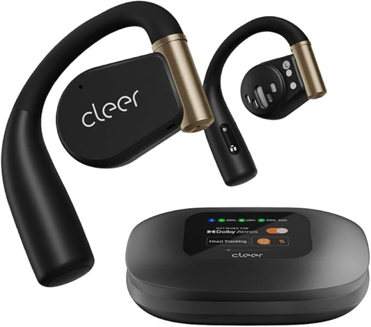 Cleer ARC 3 Sports Pro Open Ear Headphones - Dolby Audio, Snapdragon Sound True Wireless Earbuds,40Hr Battery, Bluetooth 5.4, IPX7,Heart Rate Tracking,Wireless Charging Smart Case, Comfort Fit, Black