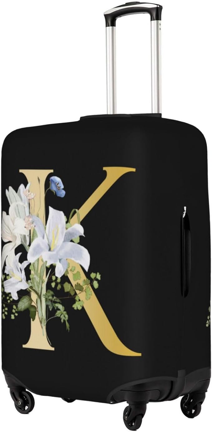 Decorative K Suitcase Protectors Elastic Washable Luggage Covers With Concealed Zippers For 18-32 Inch Luggage (Size L: Fits 25-28 Inch)