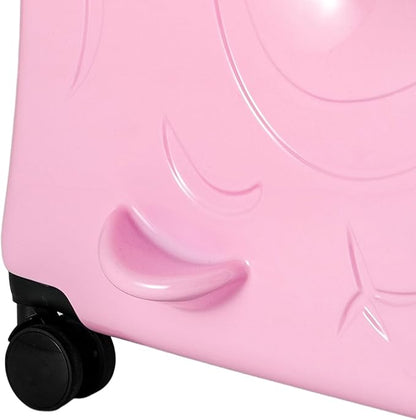 DNYSYSJ 20 Inch Children's Ride On Trolley , Portable Universal Wheel Carry On Luggage, Waterproof Unisex Boys Girls Travel Suitcase With Lock, ABS+PC (Pink)