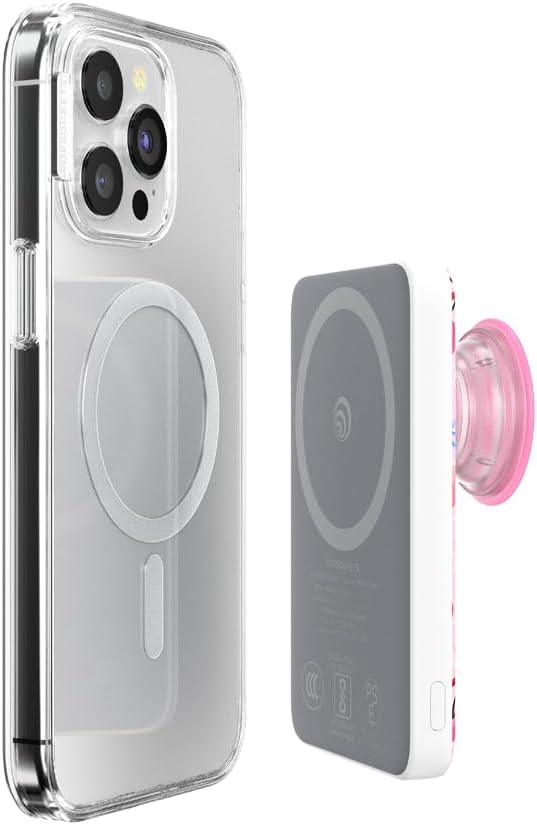PopSockets PowerPack for MagSafe, Portable Phone Charger, Magnetic Wireless Portable Charger, 5000mAh - Cherry Bows