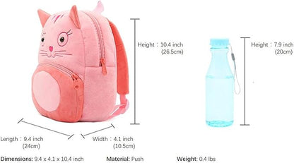 KISSOURBABY Cute Toddler Backpack Toddler Bag Plush Animal Cartoon Mini Travel Bag for Baby Girl Boy 1-4 Years(Cat)