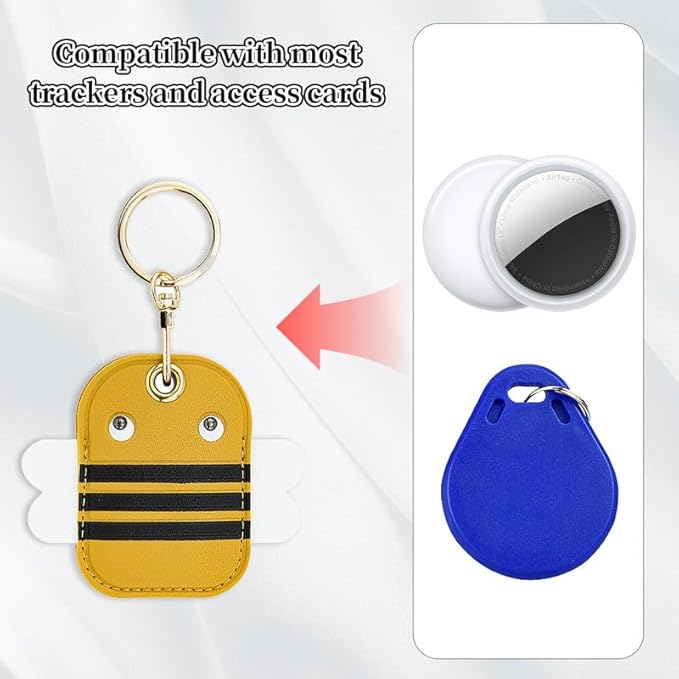 Leather Keychain Case Holder Compatible with Apple AirTag, GPS Airtag Keychain Finder Tracker with Key Ring, Anti-Scratch Protective Air Tag Cover