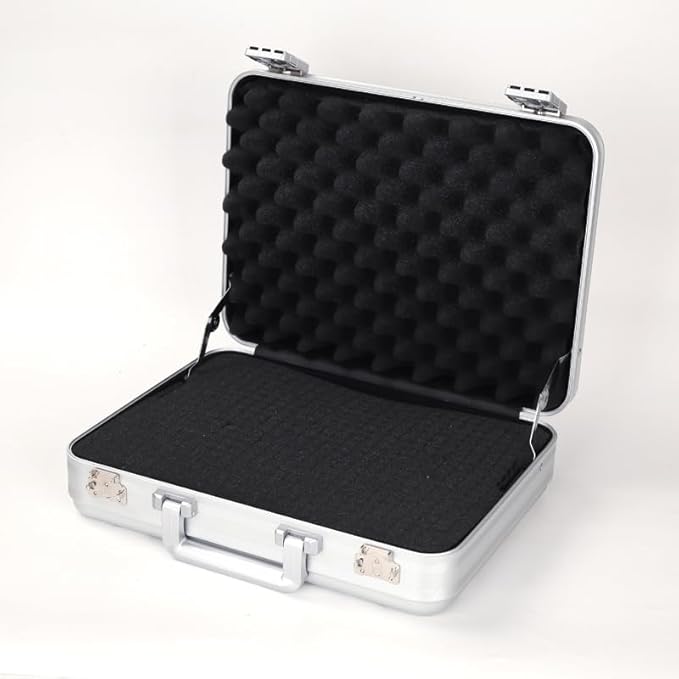 Silver Metal Brief Case 16.5X12.6X6.1 Inch Aluminum Toolbox TSA Combination Lock Cash Weekend Short-term Travel Bag Lawyer Briefcase