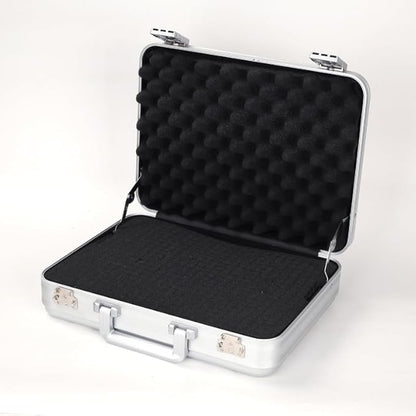Silver Metal Brief Case 16.5X12.6X6.1 Inch Aluminum Toolbox TSA Combination Lock Cash Weekend Short-term Travel Bag Lawyer Briefcase