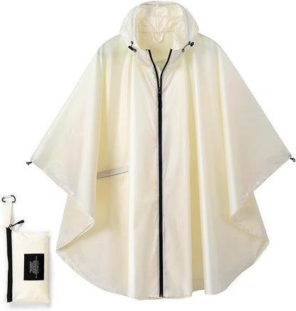 Fashion Hooded Rain Poncho Waterproof Raincoat Jacket with pocket for Women/Men/Adult