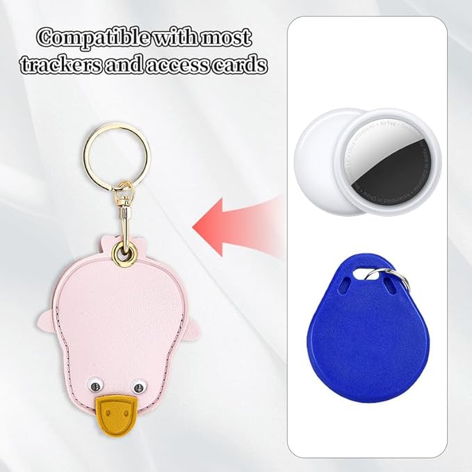 Leather Keychain Case Holder Compatible with Apple AirTag, GPS Airtag Keychain Finder Tracker with Key Ring, Anti-Scratch Protective Air Tag Cover